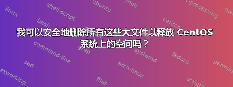 我可以安全地删除所有这些大文件以释放 CentOS 系统上的空间吗？