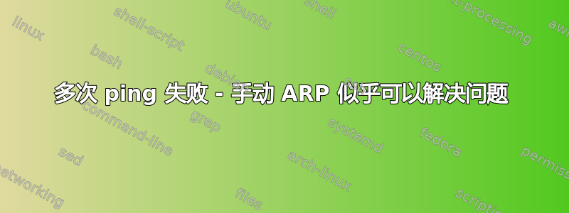 多次 ping 失败 - 手动 ARP 似乎可以解决问题