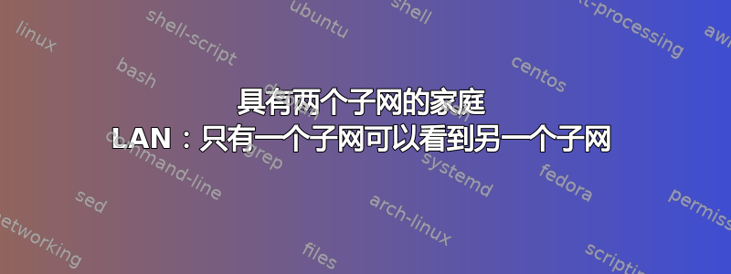 具有两个子网的家庭 LAN：只有一个子网可以看到另一个子网