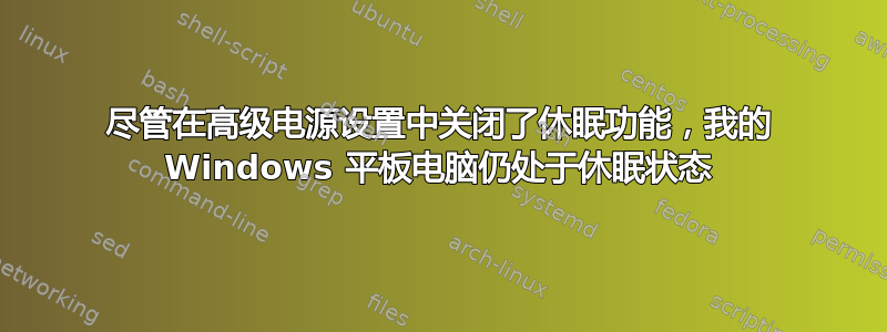 尽管在高级电源设置中关闭了休眠功能，我的 Windows 平板电脑仍处于休眠状态