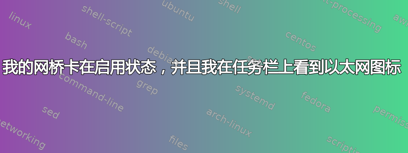 我的网桥卡在启用状态，并且我在任务栏上看到以太网图标