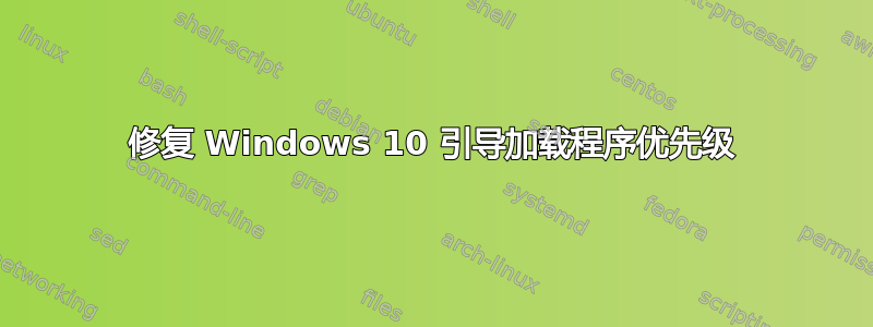 修复 Windows 10 引导加载程序优先级