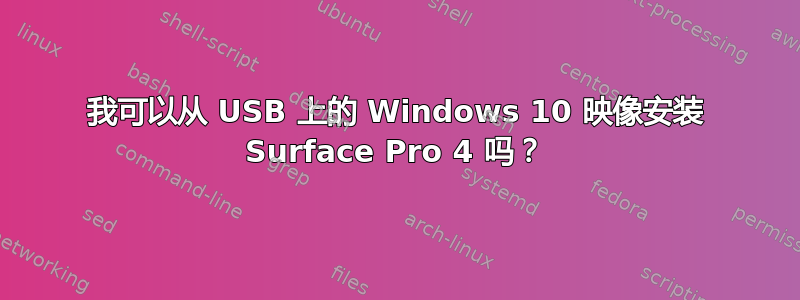 我可以从 USB 上的 Windows 10 映像安装 Surface Pro 4 吗？