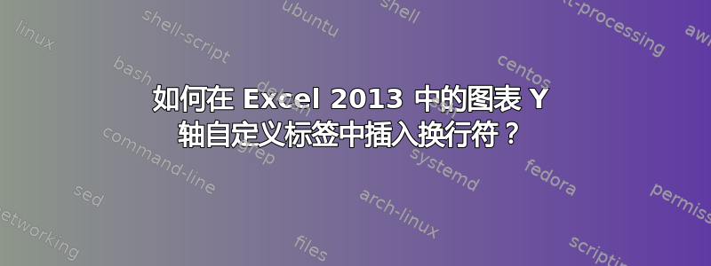 如何在 Excel 2013 中的图表 Y 轴自定义标签中插入换行符？