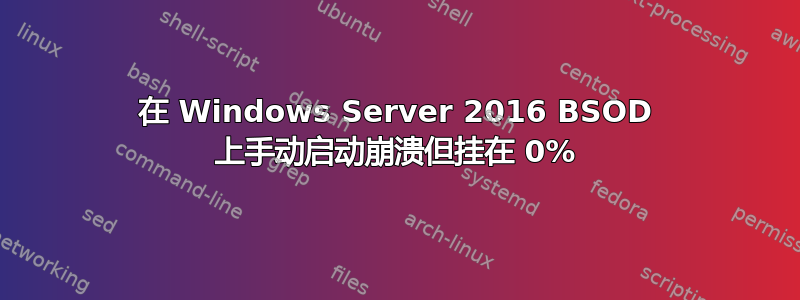 在 Windows Server 2016 BSOD 上手动启动崩溃但挂在 0%