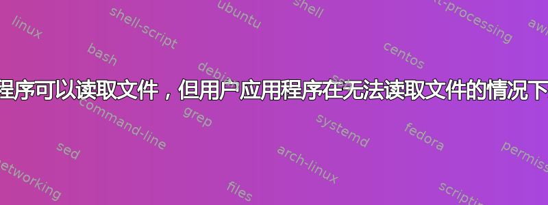 应用程序可以读取文件，但用户应用程序在无法读取文件的情况下运行