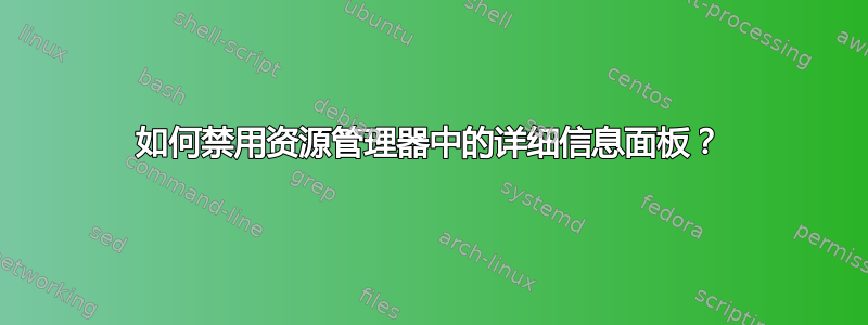 如何禁用资源管理器中的详细信息面板？