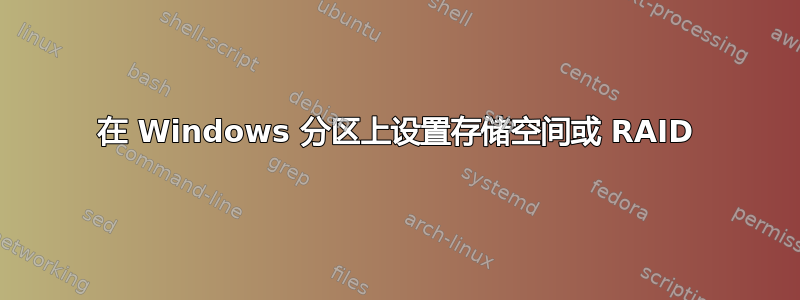 在 Windows 分区上设置存储空间或 RAID