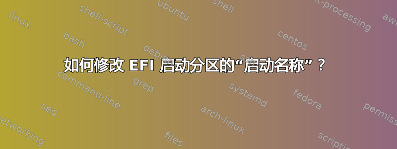 如何修改 EFI 启动分区的“启动名称”？