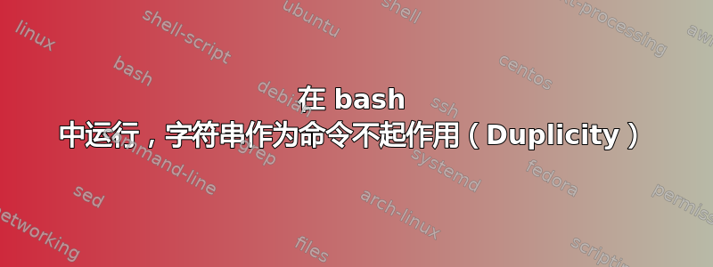 在 bash 中运行，字符串作为命令不起作用（Duplicity）