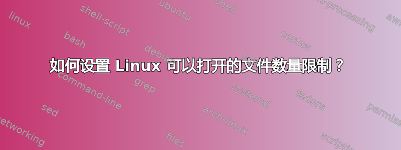 如何设置 Linux 可以打开的文件数量限制？