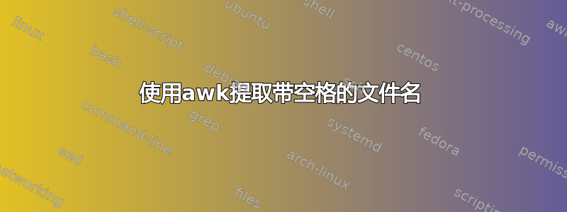 使用awk提取带空格的文件名