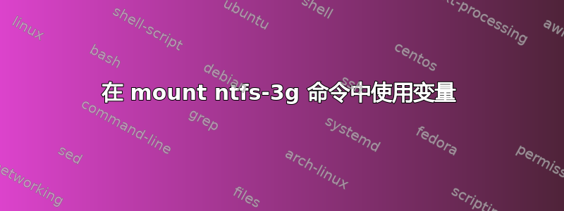 在 mount ntfs-3g 命令中使用变量