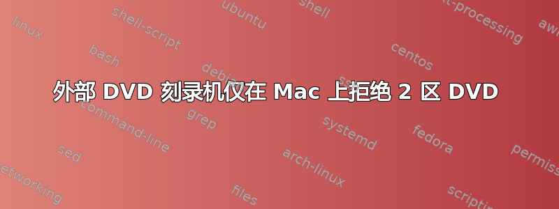 外部 DVD 刻录机仅在 Mac 上拒绝 2 区 DVD