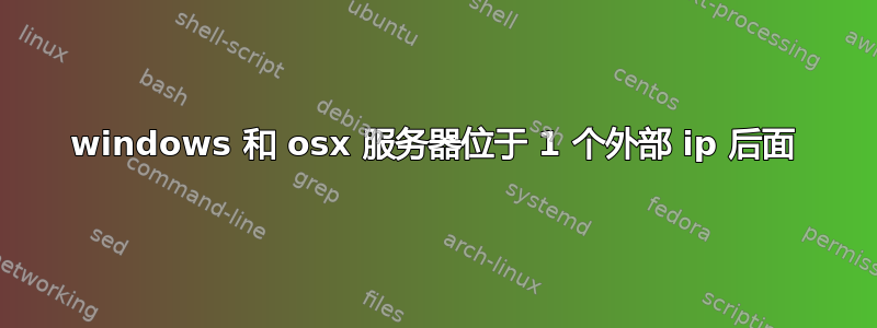 windows 和 osx 服务器位于 1 个外部 ip 后面