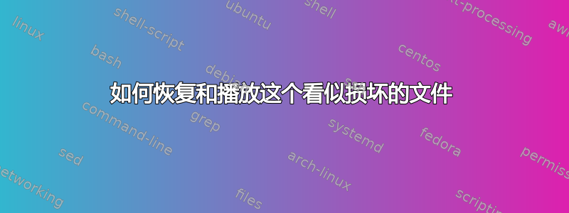 如何恢复和播放这个看似损坏的文件