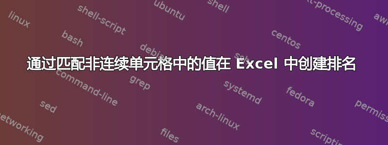 通过匹配非连续单元格中的值在 Excel 中创建排名