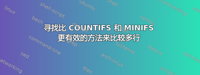 寻找比 COUNTIFS 和 MINIFS 更有效的方法来比较多行