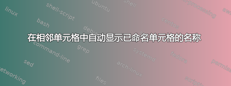 在相邻单元格中自动显示已命名单元格的名称