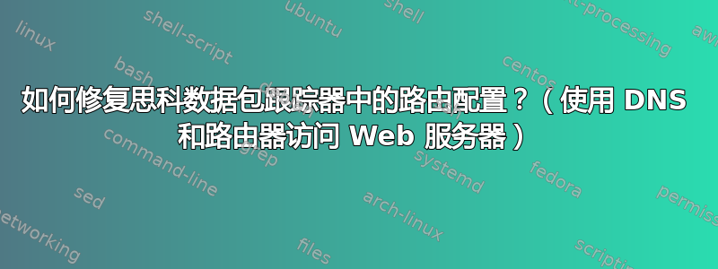 如何修复思科数据包跟踪器中的路由配置？（使用 DNS 和路由器访问 Web 服务器）