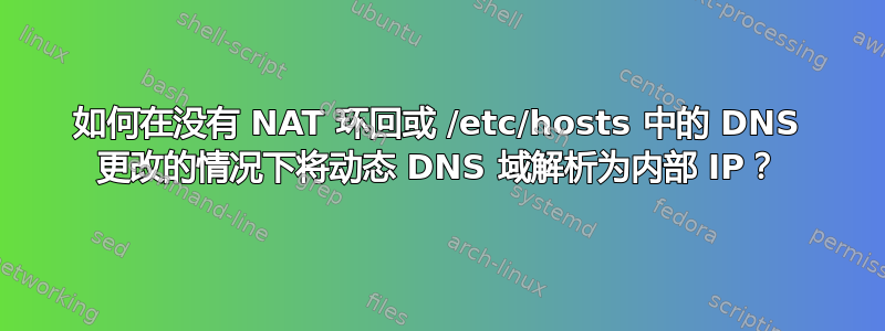 如何在没有 NAT 环回或 /etc/hosts 中的 DNS 更改的情况下将动态 DNS 域解析为内部 IP？