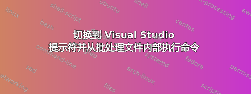 切换到 Visual Studio 提示符并从批处理文件内部执行命令