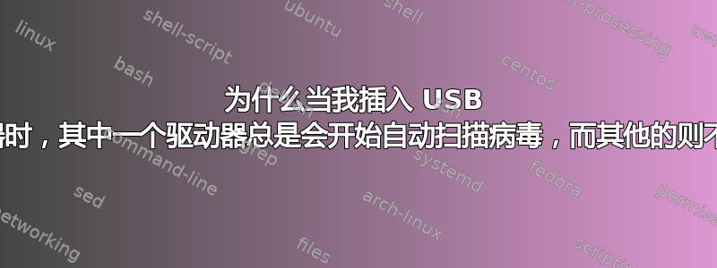 为什么当我插入 USB 驱动器时，其中一个驱动器总是会开始自动扫描病毒，而其他的则不会？