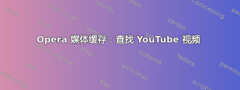 Opera 媒体缓存：查找 YouTube 视频