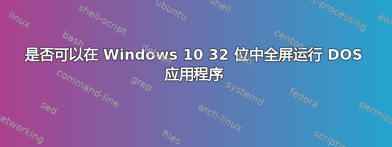 是否可以在 Windows 10 32 位中全屏运行 DOS 应用程序