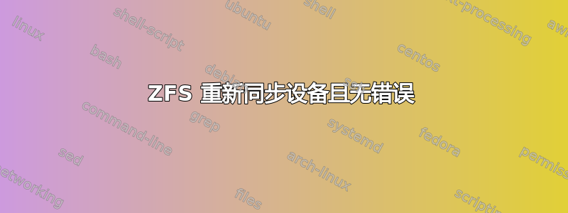 ZFS 重新同步设备且无错误