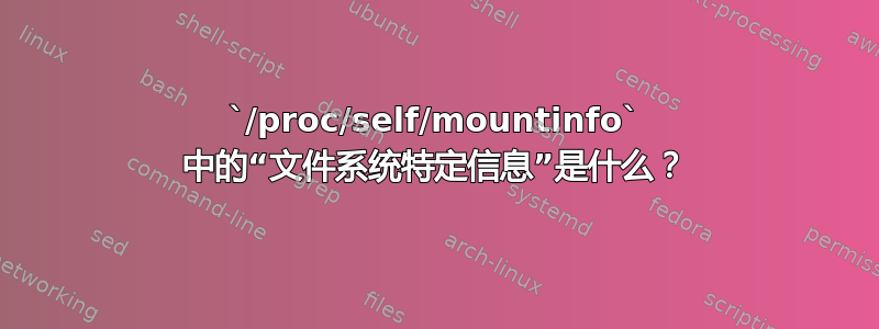 `/proc/self/mountinfo` 中的“文件系统特定信息”是什么？