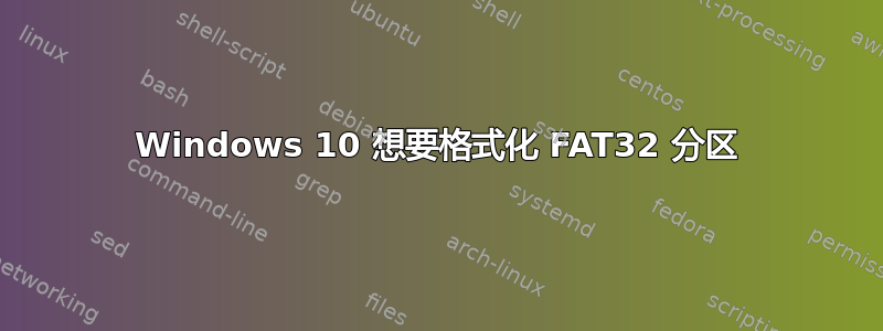 Windows 10 想要格式化 FAT32 分区