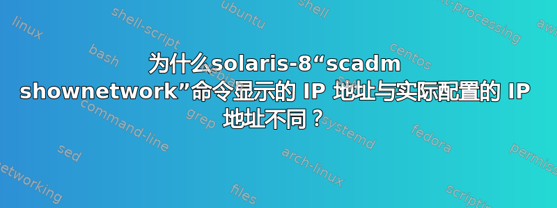 为什么solaris-8“scadm shownetwork”命令显示的 IP 地址与实际配置的 IP 地址不同？