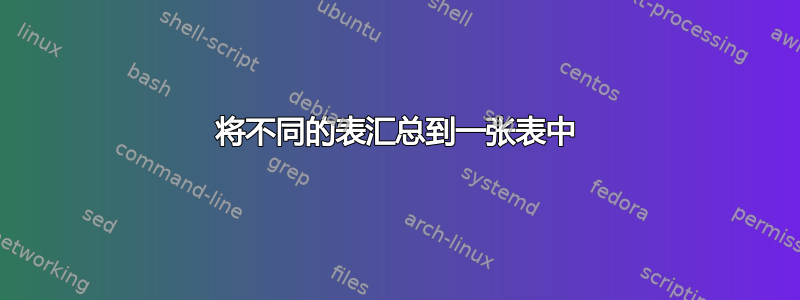 将不同的表汇总到一张表中