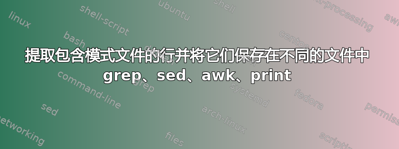 提取包含模式文件的行并将它们保存在不同的文件中 grep、sed、awk、print