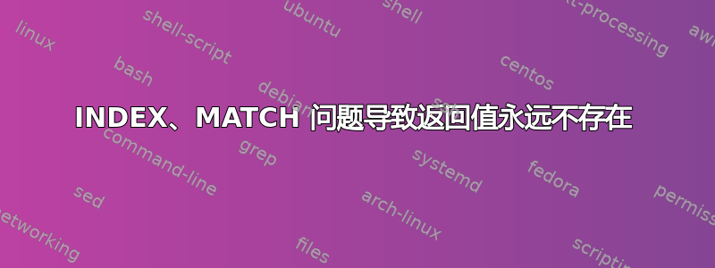 INDEX、MATCH 问题导致返回值永远不存在