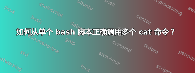 如何从单个 bash 脚本正确调用多个 cat 命令？