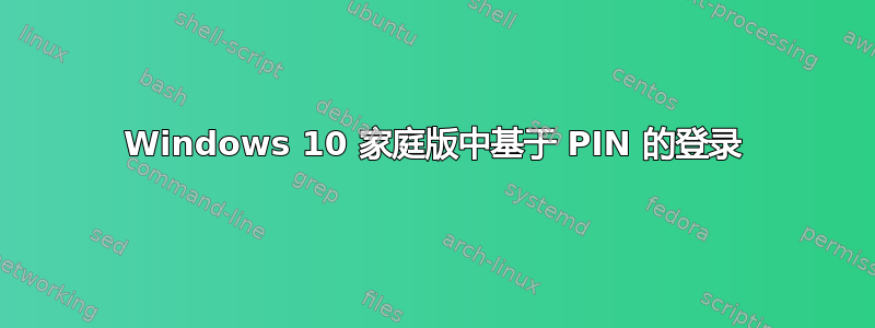 Windows 10 家庭版中基于 PIN 的登录