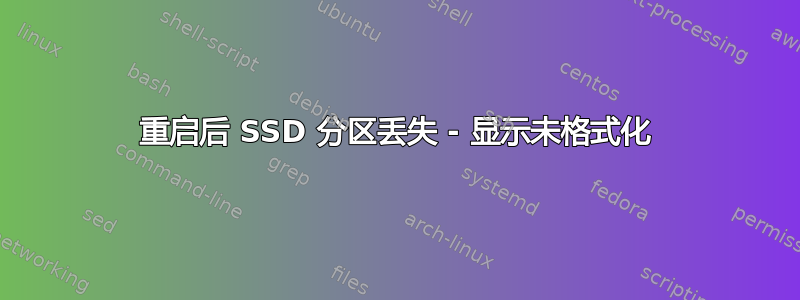 重启后 SSD 分区丢失 - 显示未格式化