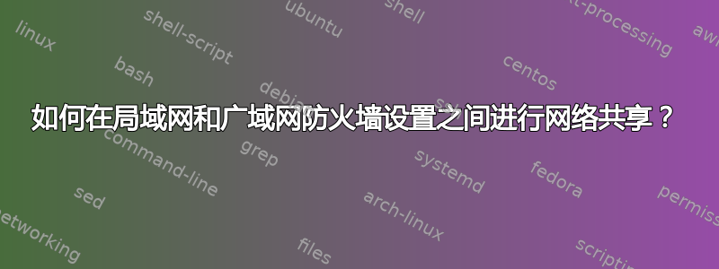 如何在局域网和广域网防火墙设置之间进行网络共享？