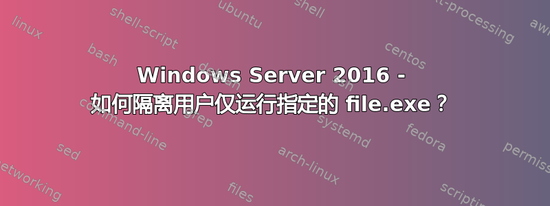 Windows Server 2016 - 如何隔离用户仅运行指定的 file.exe？