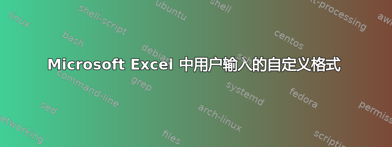 Microsoft Excel 中用户输入的自定义格式