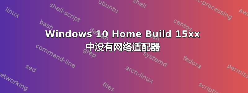 Windows 10 Home Build 15xx 中没有网络适配器