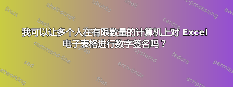 我可以让多个人在有限数量的计算机上对 Excel 电子表格进行数字签名吗？