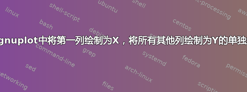 在gnuplot中将第一列绘制为X，将所有其他列绘制为Y的单独线