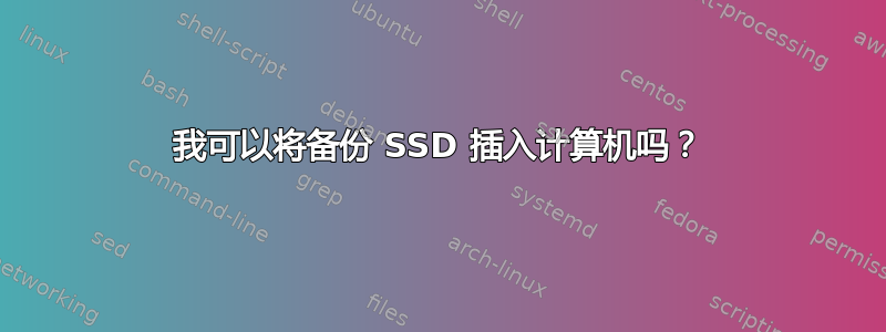 我可以将备份 SSD 插入计算机吗？