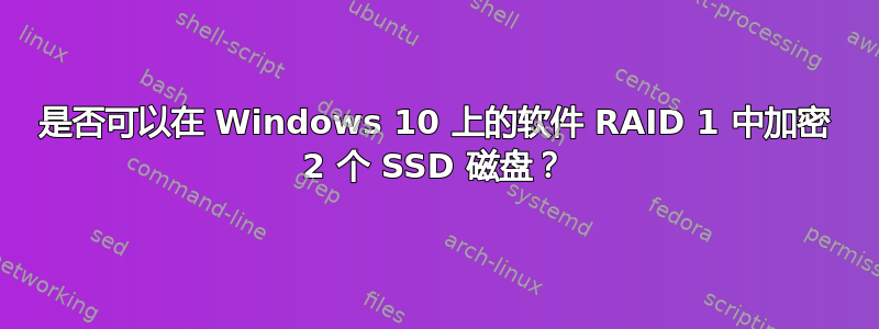 是否可以在 Windows 10 上的软件 RAID 1 中加密 2 个 SSD 磁盘？