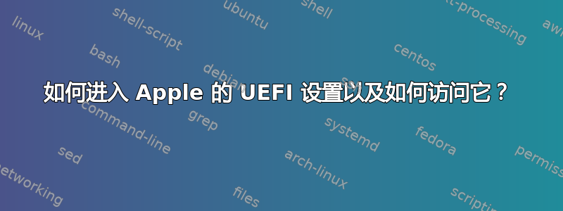 如何进入 Apple 的 UEFI 设置以及如何访问它？