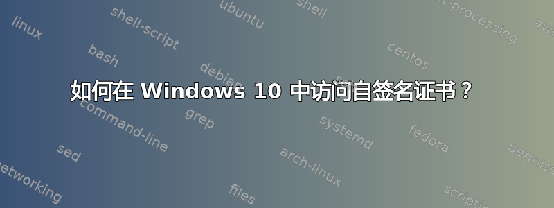 如何在 Windows 10 中访问自签名证书？