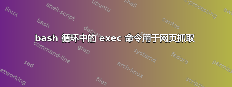 bash 循环中的 exec 命令用于网页抓取